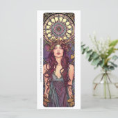 Maak Je Eigen Paarse Nouveau Heksenbladwijzerkaart (Staand voorkant)