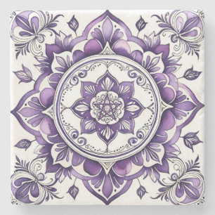 Maak Je Eigen Paarse Plum Bloem Mandala Stenen Onderzetter