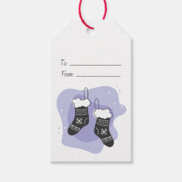 Maak je eigen paarse sokken Kerstmis Cadeaulabel