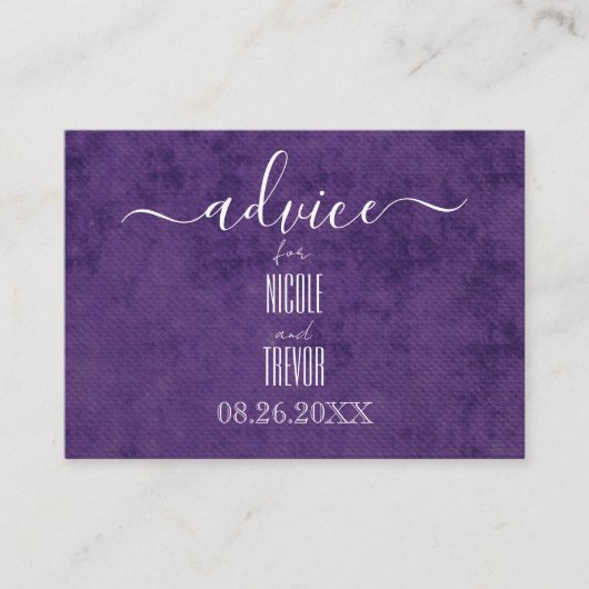Maak Je Eigen Paarse Stof Textuur Advieskaart (Voorkant)