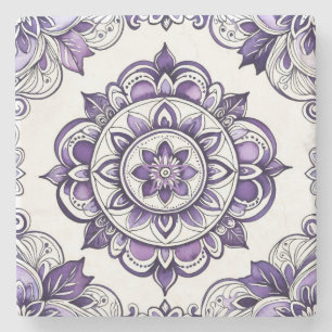 Maak Je Eigen Paarse Talavera Bloemen Kunstwerk Stenen Onderzetter