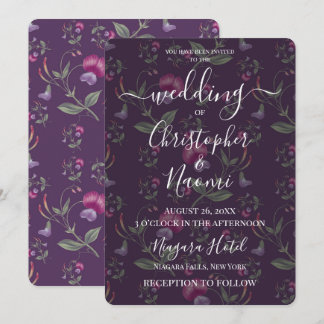 Maak Je Eigen Paarse Vintage Bloemen Bruiloft Kaart