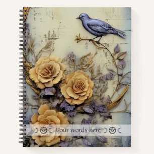 Maak Je Eigen Paarse Vogel Rozen Tuin Muur Notitieboek