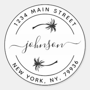 Maak Je Eigen Palmbomen Ronde Retouradres Sticker
