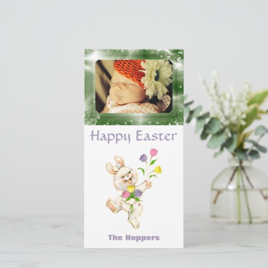 Maak Je Eigen Pasen-foto | Schattige Paashaas Feestdagenkaart (Staand voorkant)