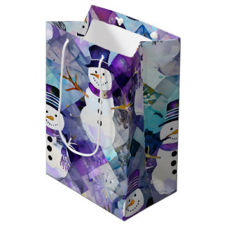 Maak Je Eigen Patchwork Kerstmis Paarse Sneeuwmann Medium Cadeauzakje