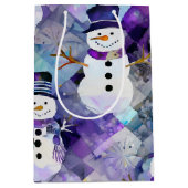 Maak Je Eigen Patchwork Kerstmis Paarse Sneeuwmann Medium Cadeauzakje (Voorkant)