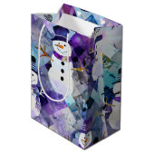 Maak Je Eigen Patchwork Kerstmis Paarse Sneeuwmann Medium Cadeauzakje (Achterkant Gekanteld)