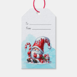 Maak je eigen peperminthoeden Kerstgnome Cadeaulabel