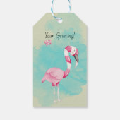 Maak je eigen pepermunt flamingo Kerstmis Cadeaulabel (Achterkant)