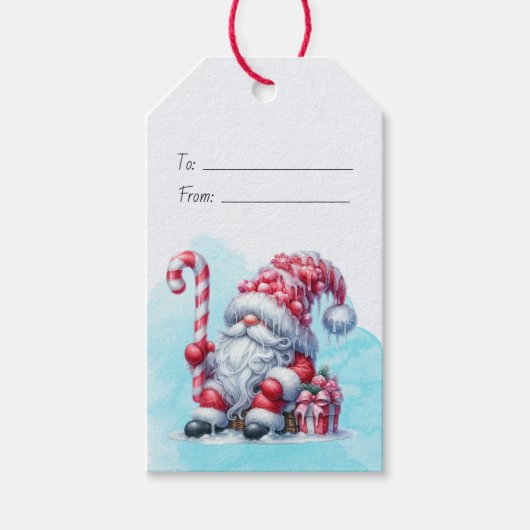 Maak je eigen pepermunt Kerst gnome Santa Cadeaulabel (Voorkant)