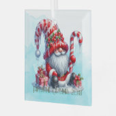 Maak je eigen pepermunt snoep Kabouter Kerstman Glas Ornament (Voorkant links)