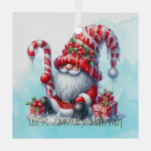 Maak je eigen pepermunt snoep Kabouter Kerstman Glas Ornament (Achterkant)