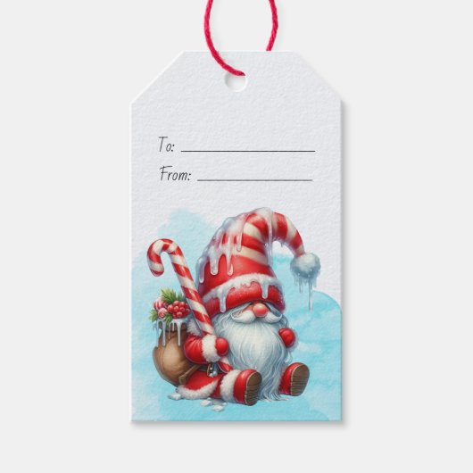 Maak je eigen pepermuntbesjes Kerstgnoom Cadeaulabel (Voorkant)