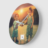 Maak je eigen persoonlijke familiefoto monogramma grote klok (Hoek)