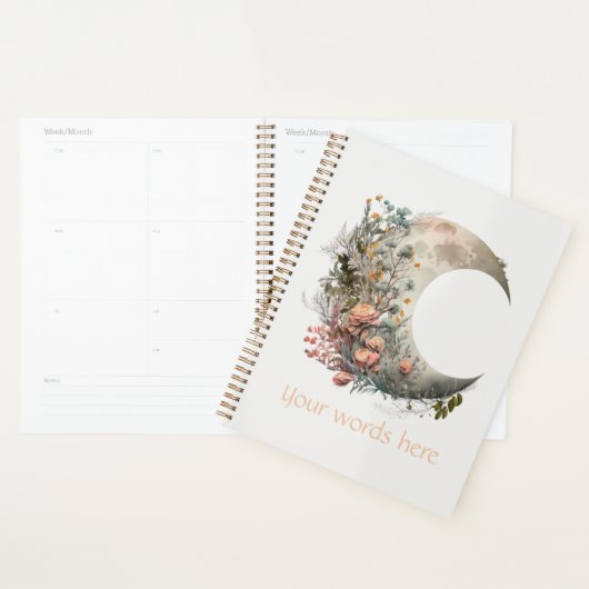 Maak je eigen perzikrozen bloem halve maan planner (Display)