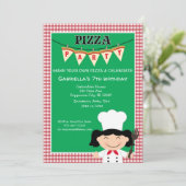 Maak je eigen Pizza Birthday Party Kaart (Staand voorkant)