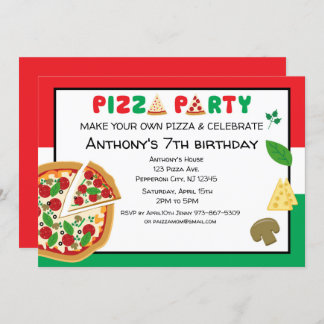 Maak je eigen Pizza Birthday Party Kaart