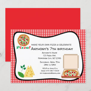 Maak je eigen Pizza Birthday Party Kaart