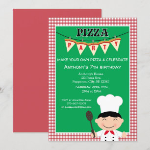 Maak je eigen Pizza Boy Birthday Party Kaart