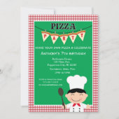 Maak je eigen Pizza Boy Verjaardagsfeestje Kaart (Voorkant)