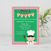 Maak je eigen Pizza Boy Verjaardagsfeestje Kaart (Staand voorkant)