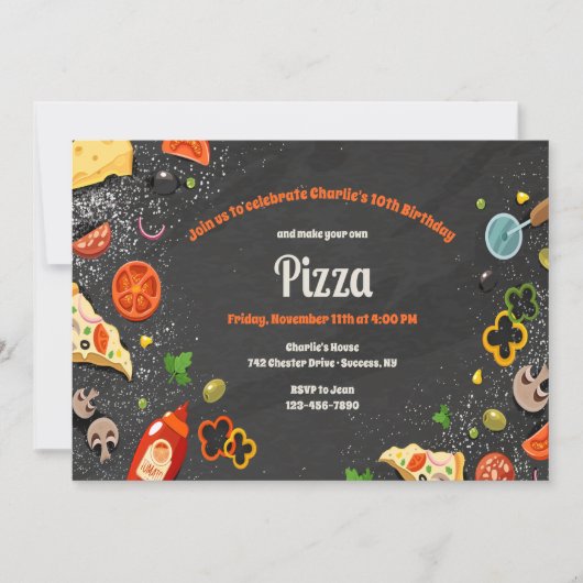Maak Je Eigen Pizza Feest Uitnodiging (Voorkant)