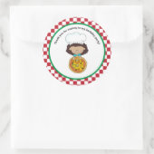Maak je eigen Pizza Party Meisje Dank je Favor Ronde Sticker (Tas)
