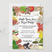 Maak je eigen Pizza Party Pizzeria Toppings Food Kaart (Voorkant)