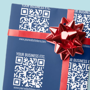 Maak je eigen QR-code   Blauw Cadeaupapier