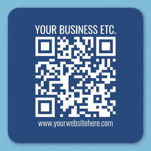 Maak Je Eigen QR Code Blauw Vierkante Sticker