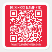 Maak je eigen QR-code met rand | Rood en Wit Vierkante Sticker (Voorkant)