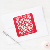 Maak je eigen QR-code met rand | Rood en Wit Vierkante Sticker (Envelop)