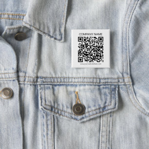 Maak je eigen QR-code Zwart en Wit Vierkante Button 5,1 Cm