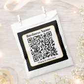 Maak je eigen QR-code | Zwarte Witte Gouden Rand Bedankzakje (Geknipt)