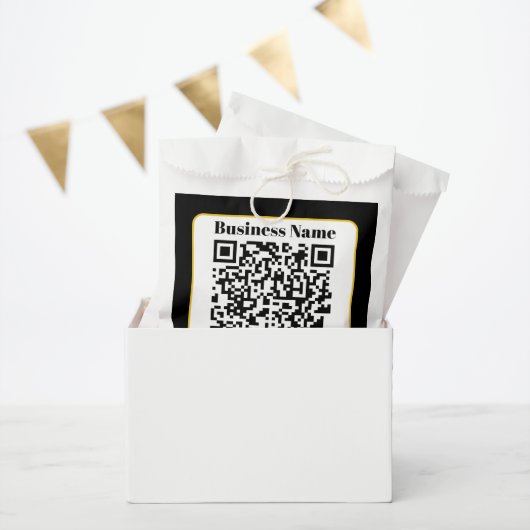Maak je eigen QR-code | Zwarte Witte Gouden Rand Bedankzakje (Feest)