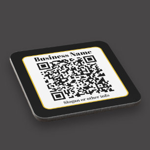 Maak je eigen QR-code Zwarte Witte Gouden Rand Bier Onderzetter