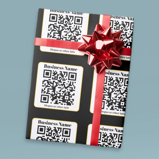 Maak je eigen QR-code | Zwarte Witte Gouden Rand Cadeaupapier