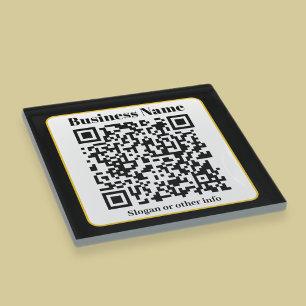 Maak je eigen QR-code Zwarte Witte Gouden Rand Glazen Onderzetter