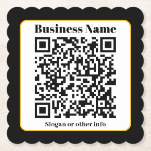 Maak je eigen QR-code Zwarte Witte Gouden Rand Kartonnen Onderzetters