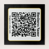 Maak je eigen QR-code | Zwarte Witte Gouden Rand Legpuzzel (Horizontaal)