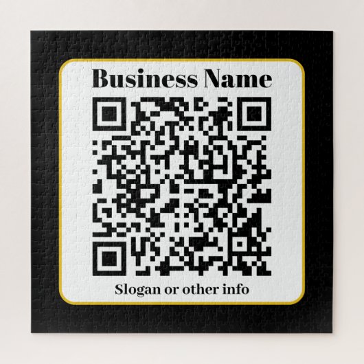 Maak je eigen QR-code | Zwarte Witte Gouden Rand Legpuzzel (Verticaal)