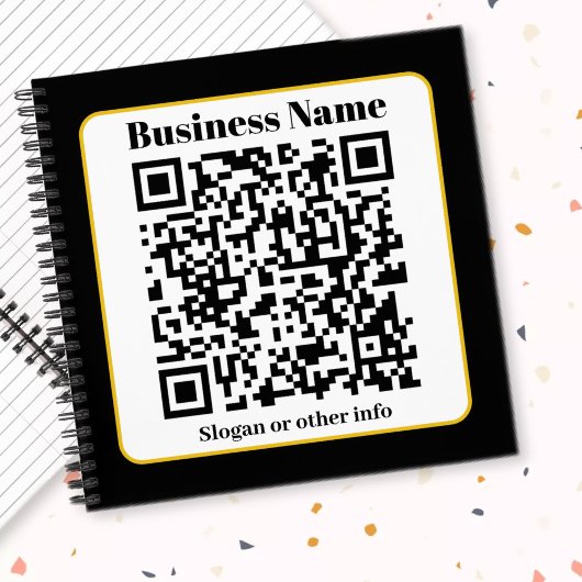 Maak je eigen QR-code | Zwarte Witte Gouden Rand Notitieboek
