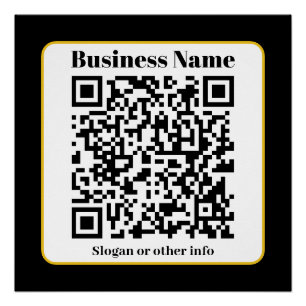 Maak je eigen QR-code Zwarte Witte Gouden Rand Perfect Poster
