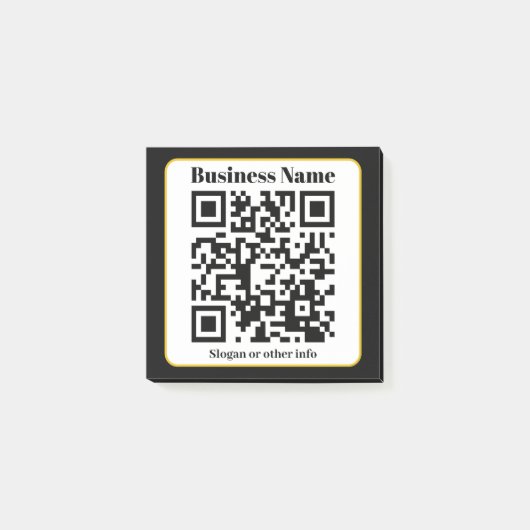 Maak je eigen QR-code | Zwarte Witte Gouden Rand Post-it® Notes (Voorkant)