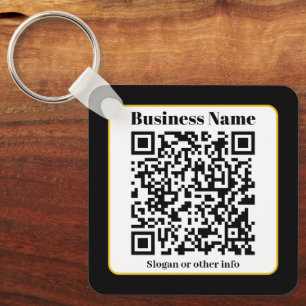 Maak je eigen QR-code Zwarte Witte Gouden Rand Sleutelhanger