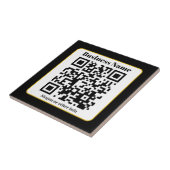 Maak je eigen QR-code | Zwarte Witte Gouden Rand Tegeltje (Zijkant)