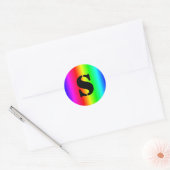 Maak Je Eigen Regenboog Gradiënt Met Monogram Ronde Sticker (Envelop)