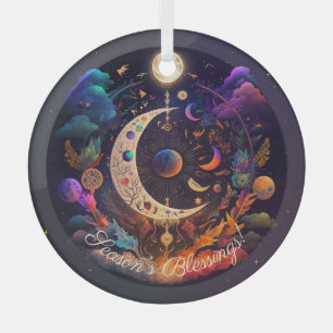 Maak je eigen regenboog halve maan en wilde bloem glas ornament