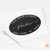 Maak Je Eigen Retouradres Zwart Wit Ovale Sticker (Envelop)